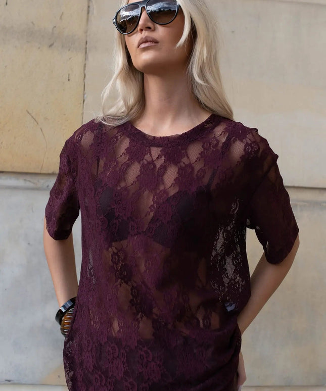 BLUZKA KORONKA LEMONADA BURGUND - BLUMANIA