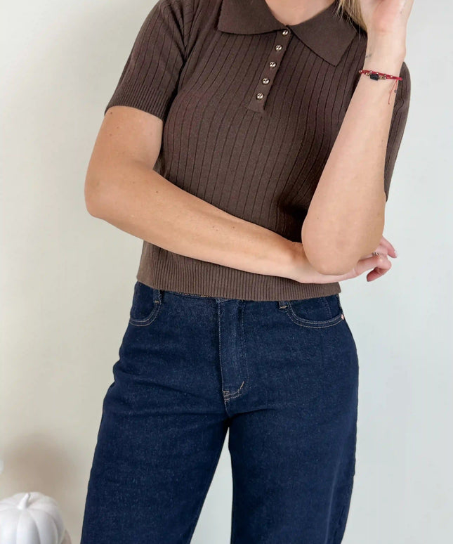 BLUZKA OSLO POLO CZEKOLADOWA - BLUMANIA