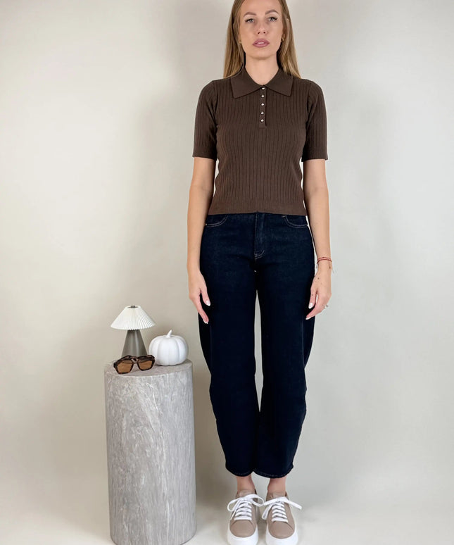 BLUZKA OSLO POLO CZEKOLADOWA - BLUMANIA