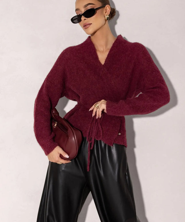 KARDIGAN LUKA BORDOWY 62% BABY ALPAKA - BLUMANIA
