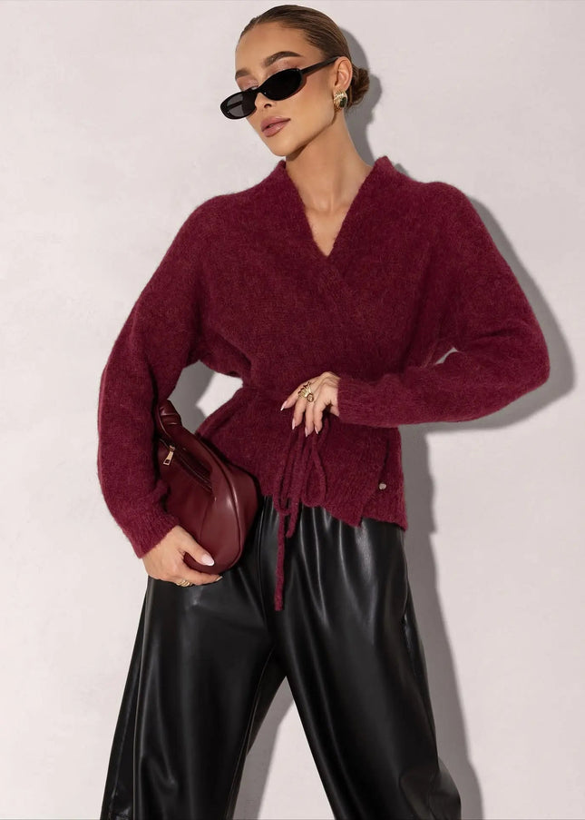 KARDIGAN LUKA BORDOWY 62% BABY ALPAKA - BLUMANIA