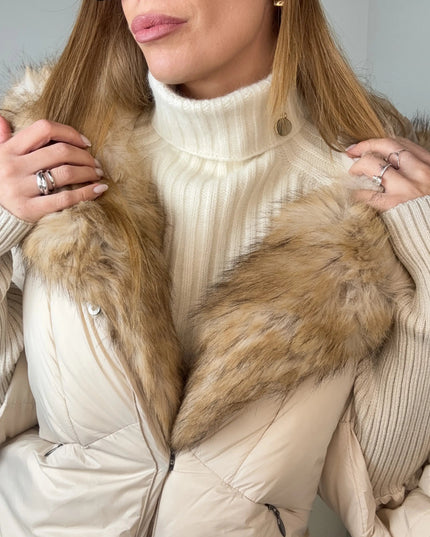 KOMPLET ALASKA CZAPKA + KOMIN ŚMIETANKOWY - BLUMANIA