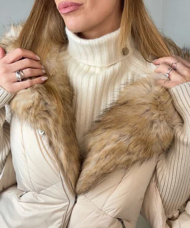 KOMPLET ALASKA CZAPKA + KOMIN ŚMIETANKOWY - BLUMANIA