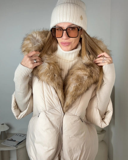 KOMPLET ALASKA CZAPKA + KOMIN ŚMIETANKOWY - BLUMANIA