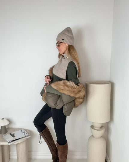 KOMPLET ALASKA CZAPKA + KOMIN TAUPE - BLUMANIA