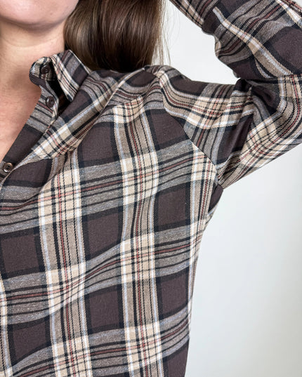 KOSZULA PURO W KRATĘ CZEKOLADOWA - BLUMANIA