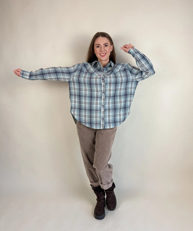 KOSZULA PURO W KRATĘ NIEBIESKA - BLUMANIA