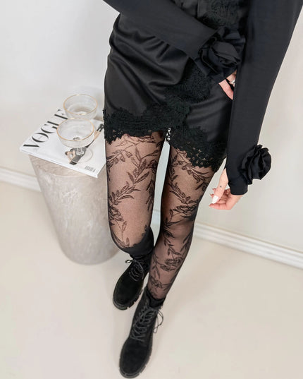 RAJSTOPY FLORAL CZARNE - BLUMANIA