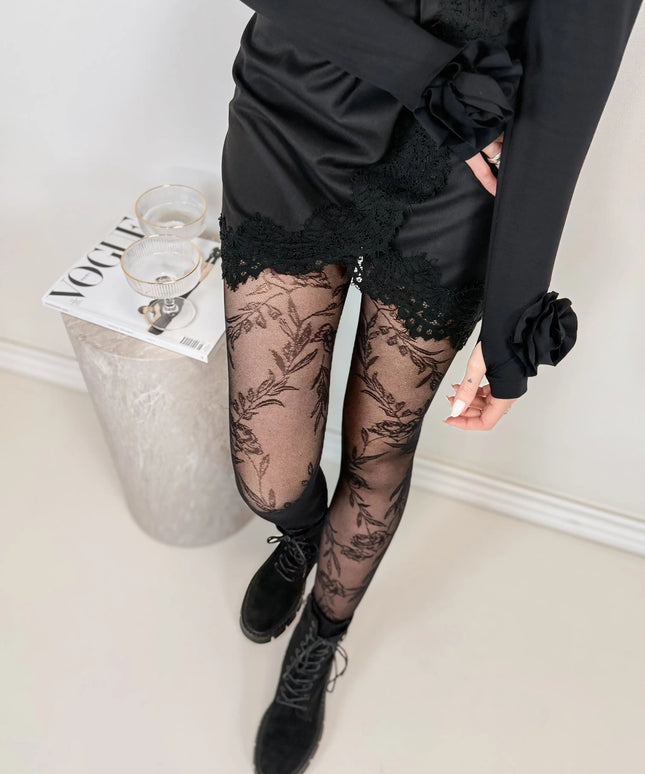 RAJSTOPY FLORAL CZARNE - BLUMANIA