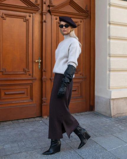 SPÓDNICA DZIANINOWA MOLI LEMONADA CZEKOLADOWA - BLUMANIA