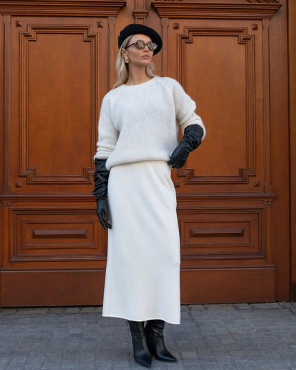 SPÓDNICA DZIANINOWA MOLI LEMONADA KREMOWA - BLUMANIA