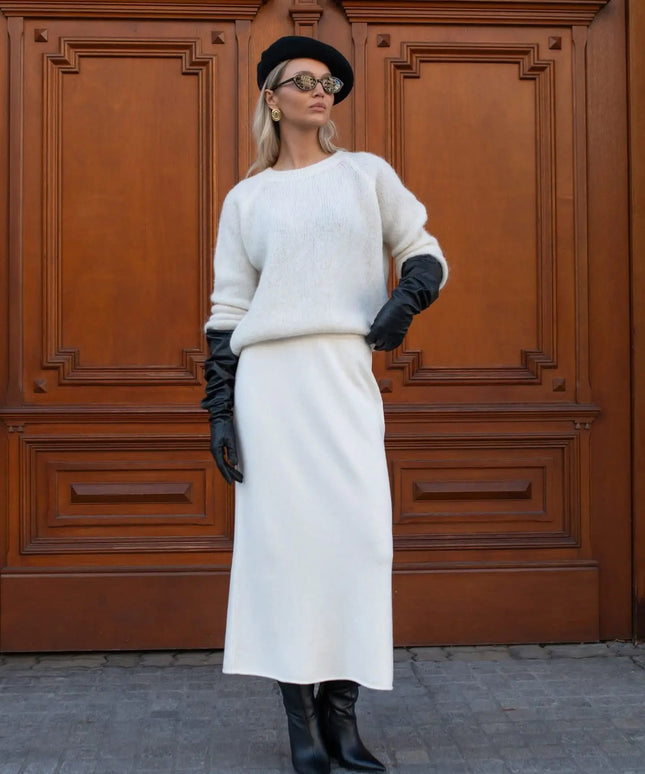 SPÓDNICA DZIANINOWA MOLI LEMONADA KREMOWA - BLUMANIA