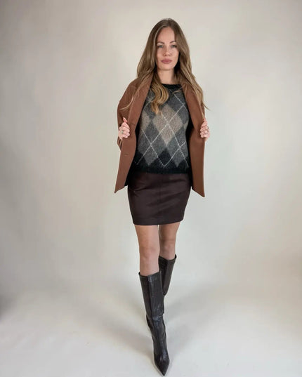 SPÓDNICA LEMONADA ZAMSZOWA CZEKOLADOWA - BLUMANIA