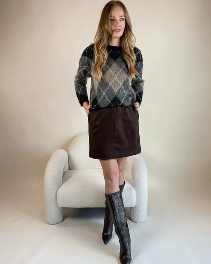 SPÓDNICA LEMONADA ZAMSZOWA CZEKOLADOWA - BLUMANIA