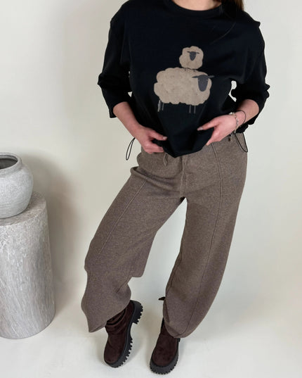 SPODNIE DZIANINOWE BELLA BRĄZOWE - BLUMANIA