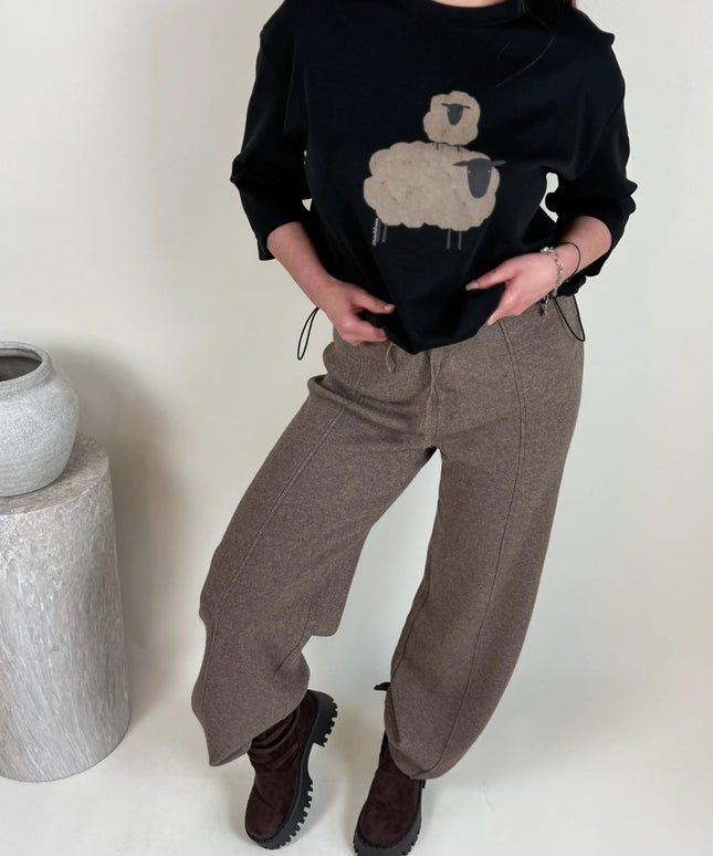 SPODNIE DZIANINOWE BELLA BRĄZOWE - BLUMANIA