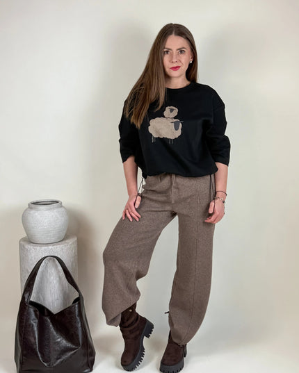 SPODNIE DZIANINOWE BELLA BRĄZOWE - BLUMANIA