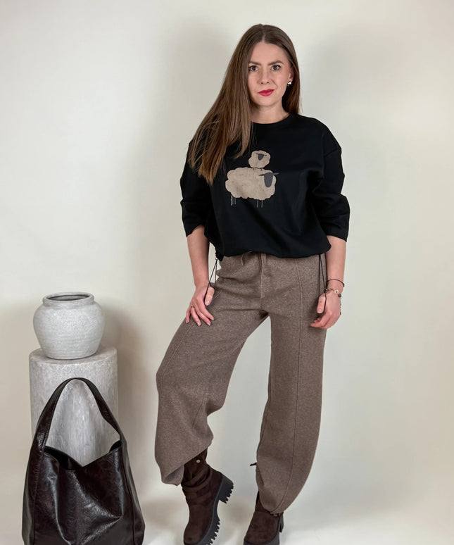 SPODNIE DZIANINOWE BELLA BRĄZOWE - BLUMANIA