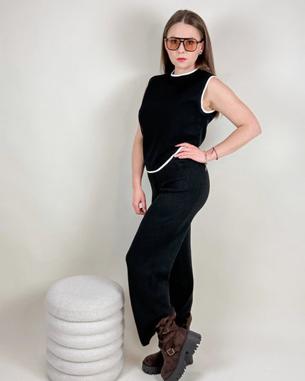 SPODNIE DZIANINOWE BELLA CZARNE - BLUMANIA