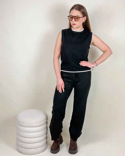 SPODNIE DZIANINOWE BELLA CZARNE - BLUMANIA