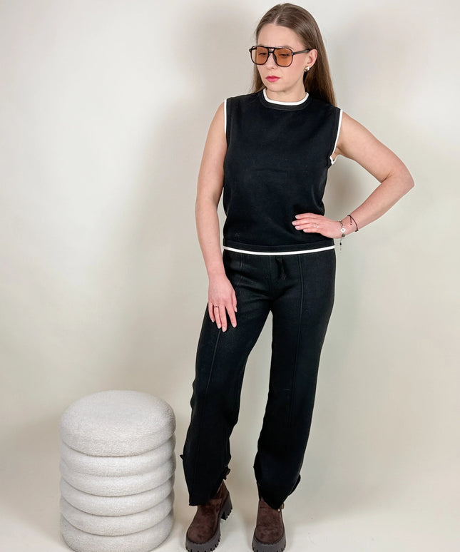 SPODNIE DZIANINOWE BELLA CZARNE - BLUMANIA