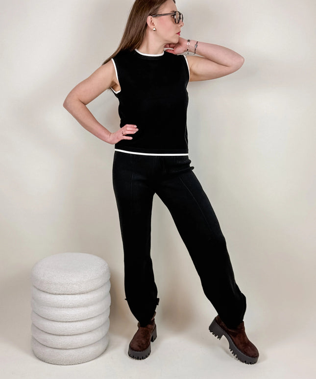 SPODNIE DZIANINOWE BELLA CZARNE - BLUMANIA