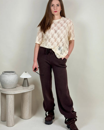 SPODNIE DZIANINOWE MIMI CZEKOLADOWE - BLUMANIA