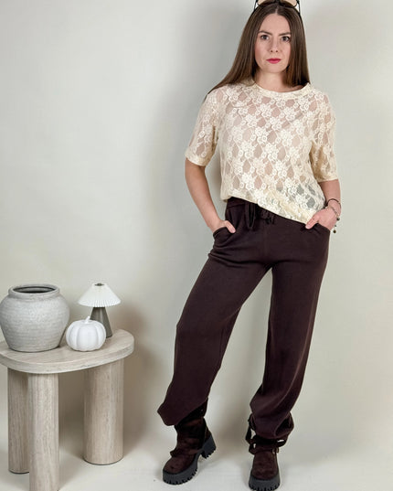 SPODNIE DZIANINOWE MIMI CZEKOLADOWE - BLUMANIA