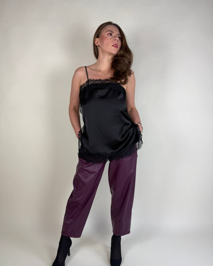 SPODNIE LEA Z EKOSKÓRY ŚLIWKA - BLUMANIA