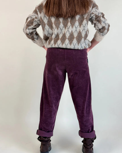 SPODNIE OLA SZTRUKSOWE ŚLIWKOWE - BLUMANIA