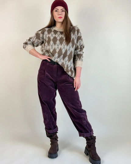 SPODNIE OLA SZTRUKSOWE ŚLIWKOWE - BLUMANIA