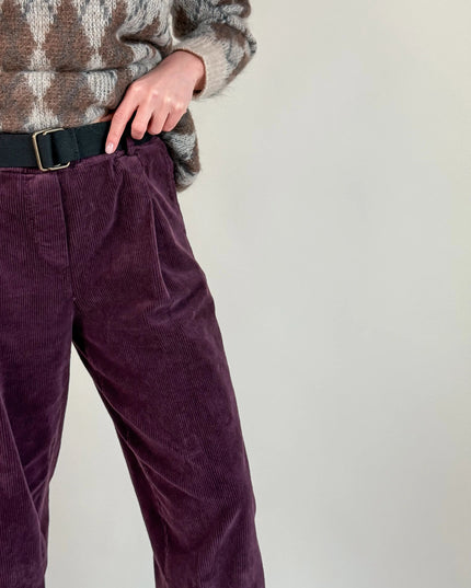 SPODNIE OLA SZTRUKSOWE ŚLIWKOWE - BLUMANIA