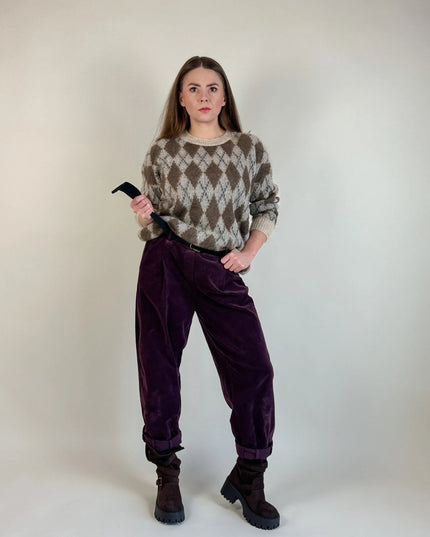 SPODNIE OLA SZTRUKSOWE ŚLIWKOWE - BLUMANIA