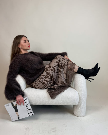 SWETER STELLA Z MOHEREM CZEKOLADOWY - BLUMANIA