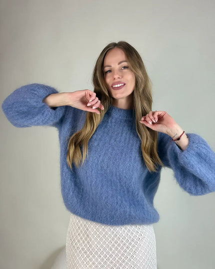 SWETER STELLA Z MOHEREM NIEBIESKI - BLUMANIA