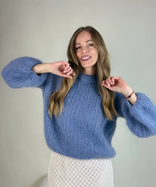 SWETER STELLA Z MOHEREM NIEBIESKI - BLUMANIA