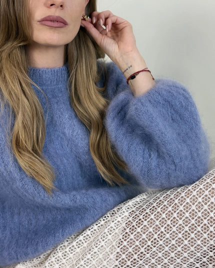 SWETER STELLA Z MOHEREM NIEBIESKI - BLUMANIA