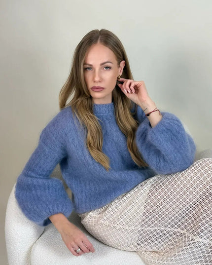 SWETER STELLA Z MOHEREM NIEBIESKI - BLUMANIA