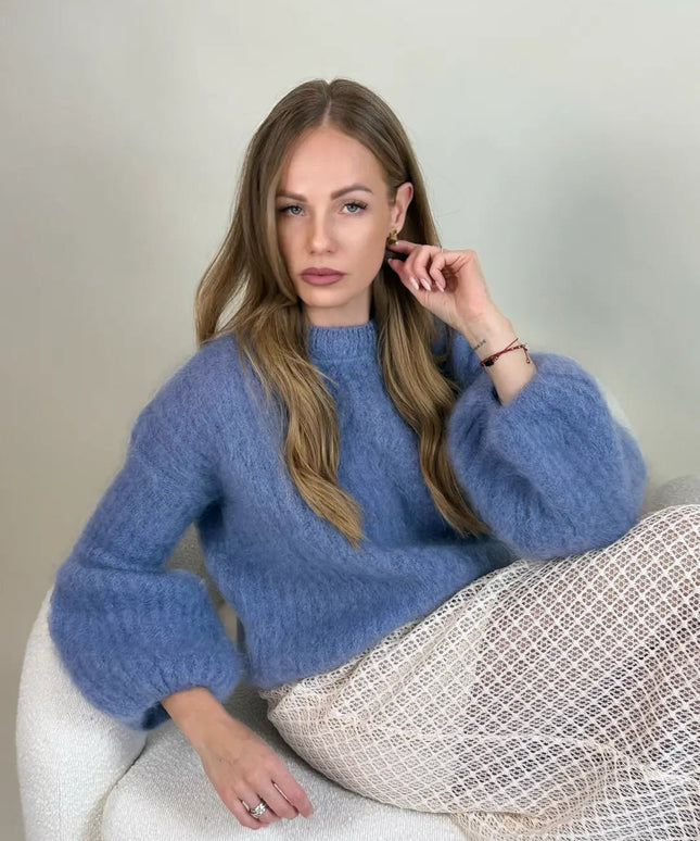 SWETER STELLA Z MOHEREM NIEBIESKI - BLUMANIA