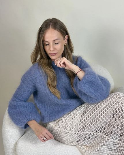 SWETER STELLA Z MOHEREM NIEBIESKI - BLUMANIA