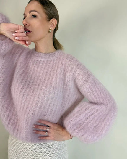 SWETER STELLA Z MOHEREM PUDROWY RÓŻ - BLUMANIA