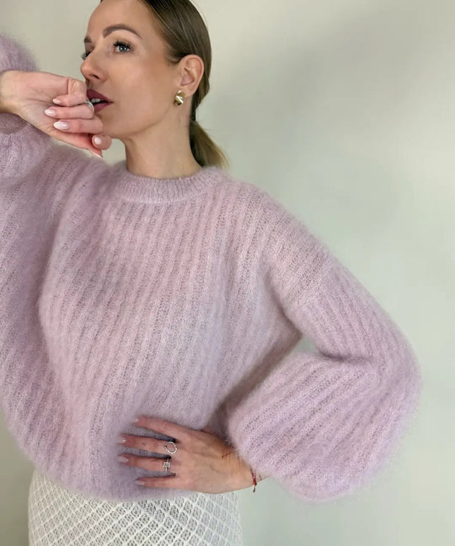 SWETER STELLA Z MOHEREM PUDROWY RÓŻ - BLUMANIA