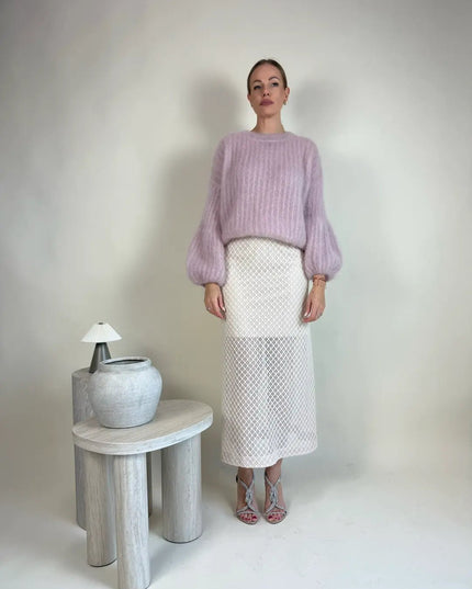 SWETER STELLA Z MOHEREM PUDROWY RÓŻ - BLUMANIA