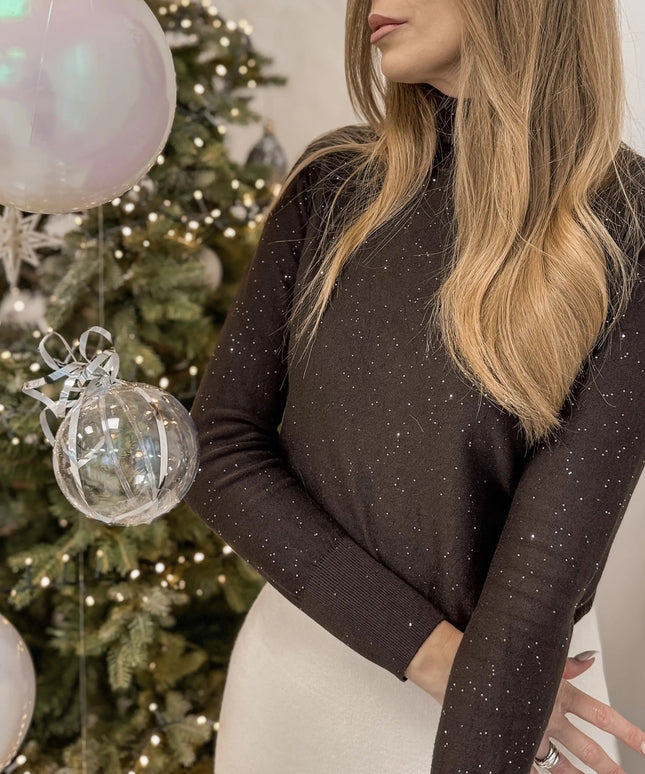 SWETER Z GOLFEM SHINE LEMONADA CZEKOLADOWY - BLUMANIA