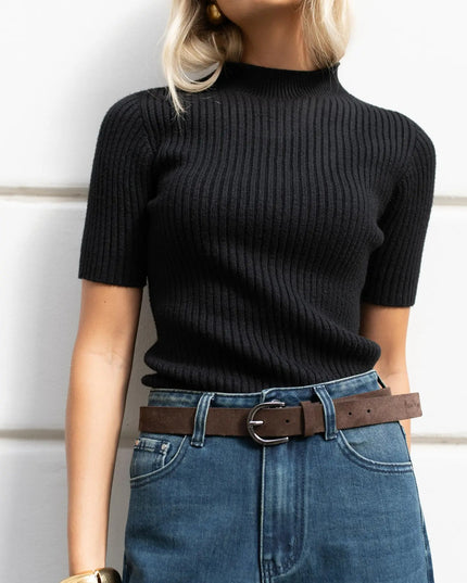 SWETER Z PÓŁGOLFEM AMBER LEMONADA CZARNY - BLUMANIA