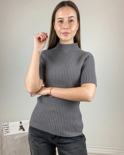 SWETER Z PÓŁGOLFEM AMBER LEMONADA GRAFIT - BLUMANIA