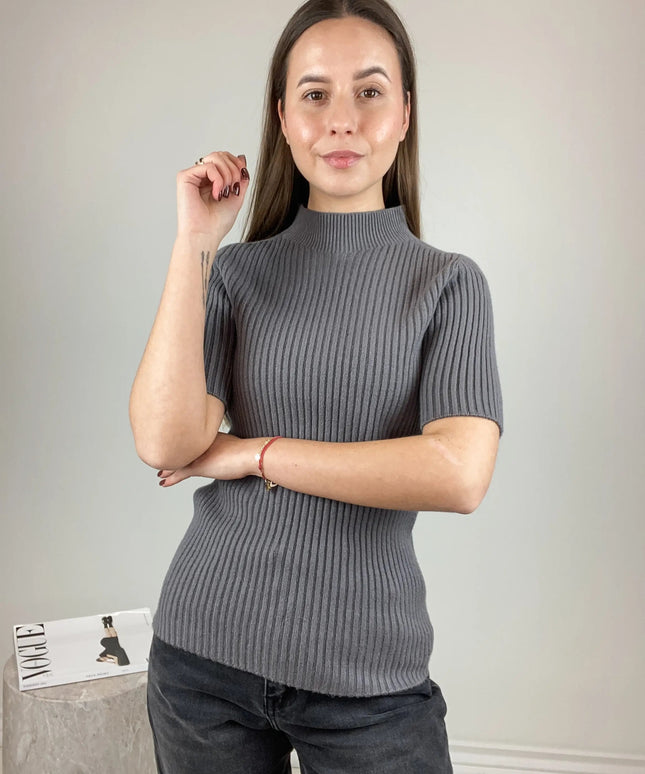 SWETER Z PÓŁGOLFEM AMBER LEMONADA GRAFIT - BLUMANIA