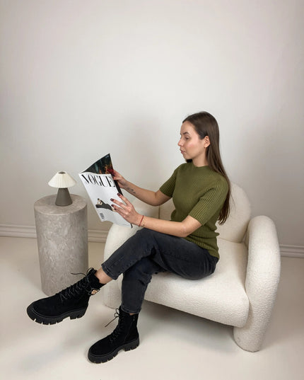 SWETER Z PÓŁGOLFEM AMBER LEMONADA ZIELONY - BLUMANIA