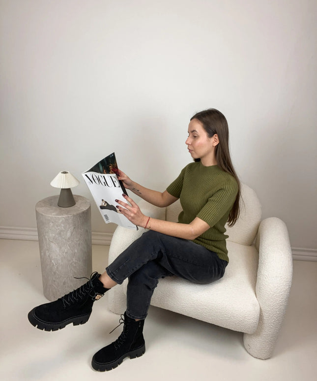 SWETER Z PÓŁGOLFEM AMBER LEMONADA ZIELONY - BLUMANIA