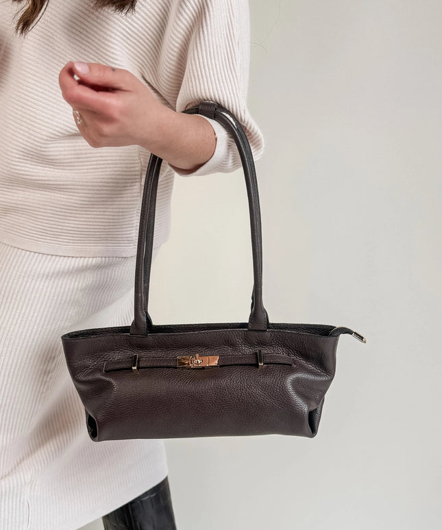 TOREBKA Z NATURALNEJ SKÓRY LEA CZEKOLADOWA - BLUMANIA